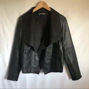 Black Faux Leather open front Bagatelle Jacket L